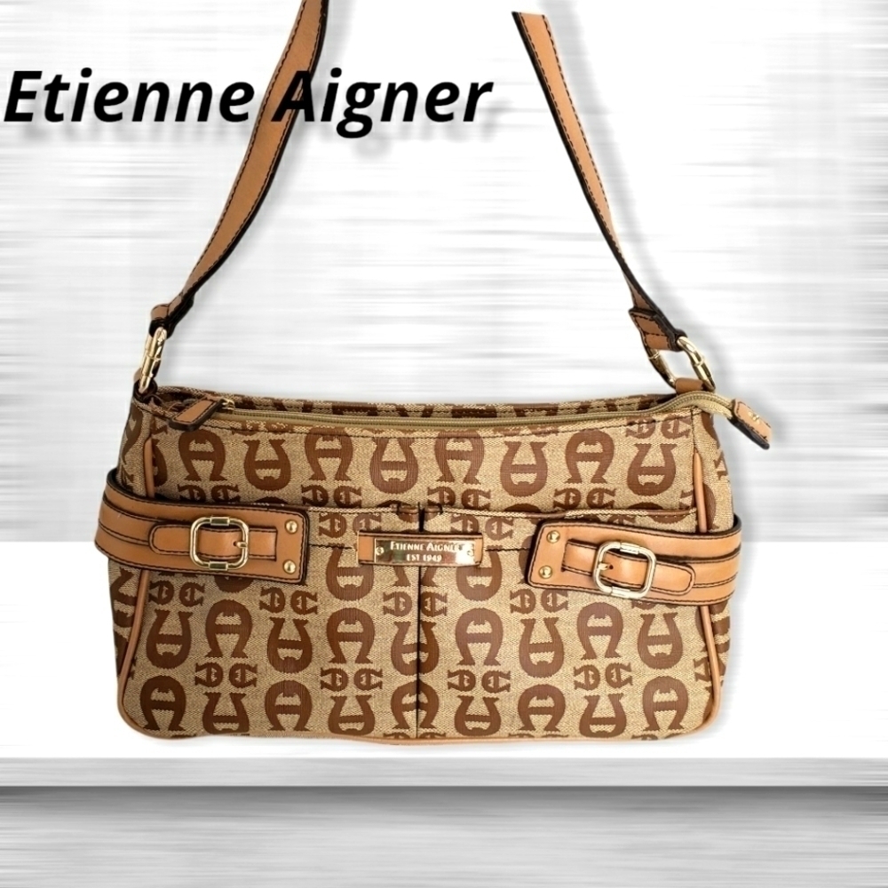 Vintage Etienne Aigner Signature Shoulder Bag Multiple Compartments EUC